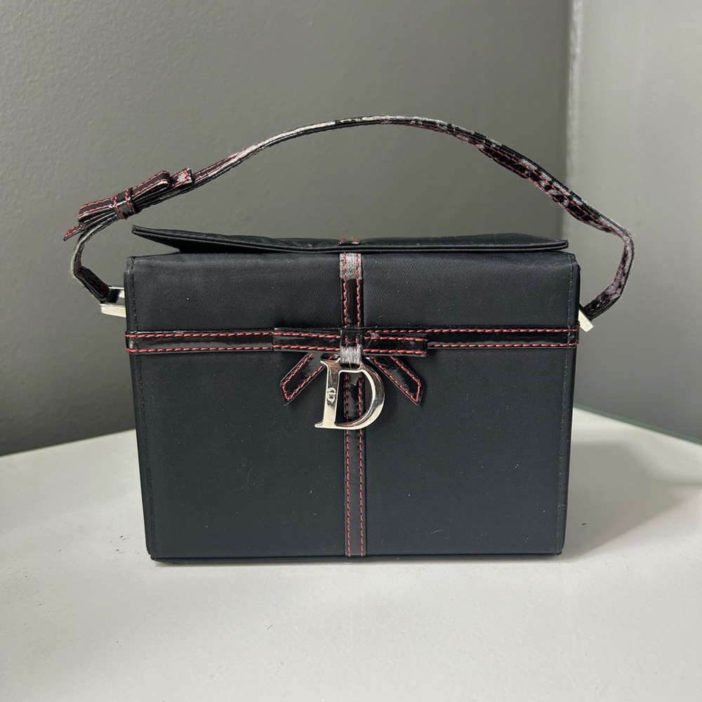 Vintage Christian Dior Ribbon Box Vanity Clutch Bag